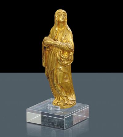 Figura di Dolente in Bronzo Dorato, Germania Inizio XVII Secolo