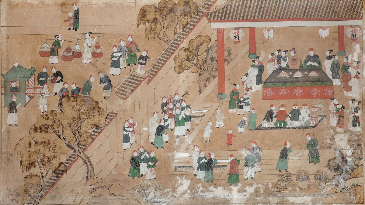 Due Pannelli Raffiguranti Scene con Personaggi e Barche, Cina, Dinastia Qing, XVIII Secolo