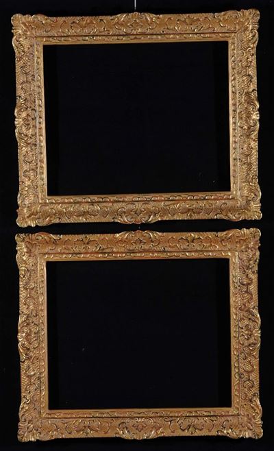 Coppia di Cornici in Legno Dorato, XX Secolo
