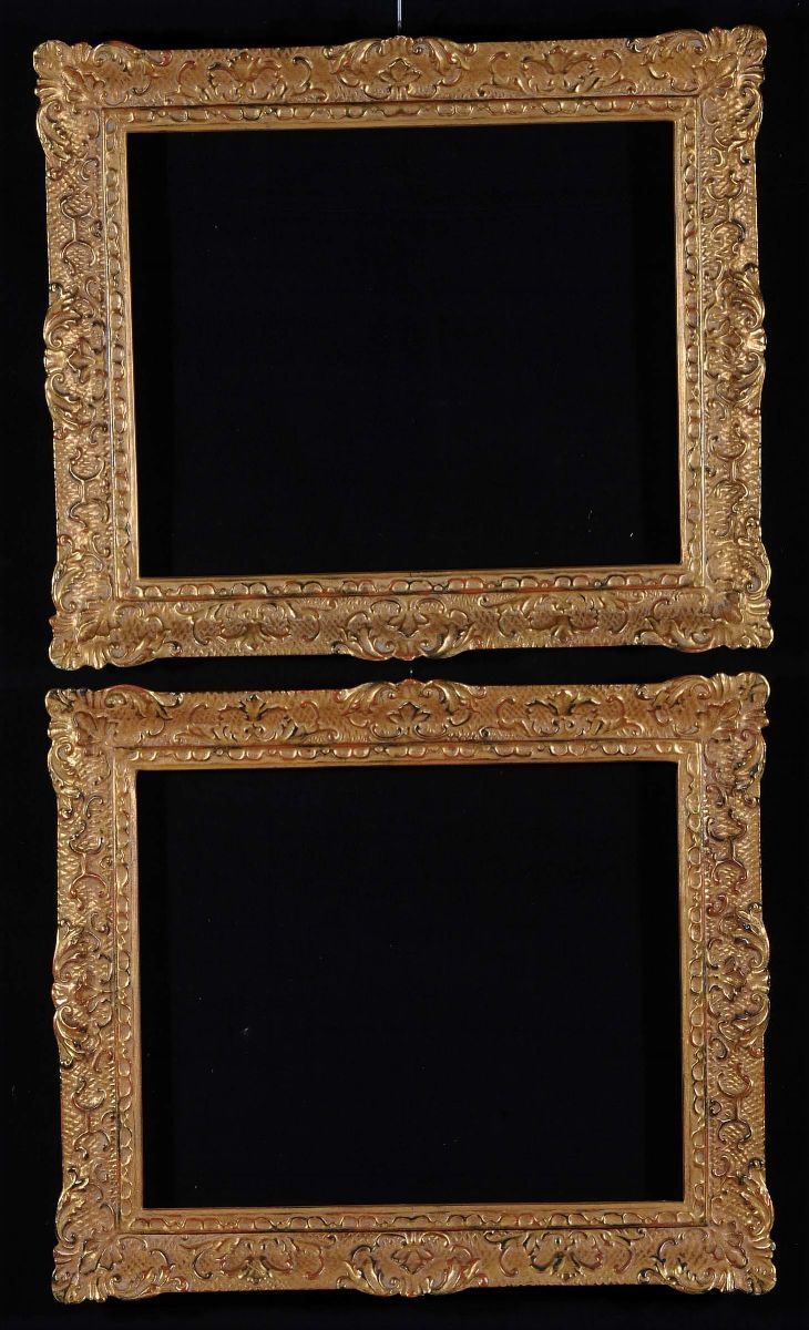 Coppia di cornici in legno dorato, XX secolo  - Auction OnLine Auction 06-2012 - Cambi Casa d'Aste