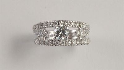 Anello a Doppia Rotaia con Diamante Centrale