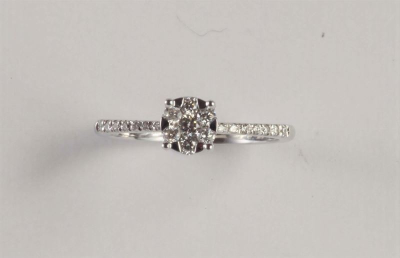 Anello con morettina di diamanti  - Asta Argenti e Gioielli Antichi e Contemporanei - Cambi Casa d'Aste