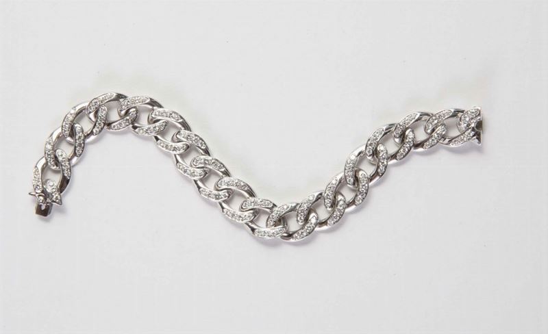 Bracciale a maglia con diamanti  - Asta Argenti e Gioielli Antichi e Contemporanei - Cambi Casa d'Aste