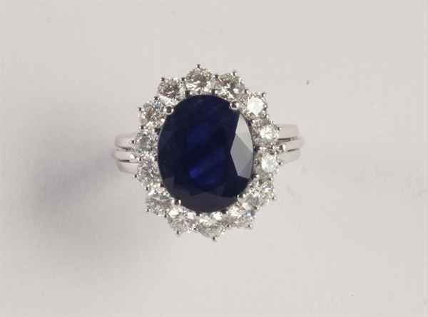 Anello con zaffiro ct 5,10