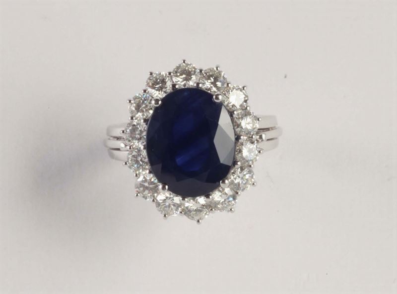 Anello con zaffiro ct 5,10  - Asta Argenti e Gioielli Antichi e Contemporanei - Cambi Casa d'Aste