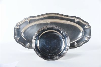 Vassoio da Pesce e Piatto in Stile Barocchetto in Argento