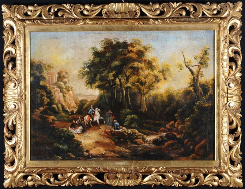 Istvan Remenyi Paesaggio con figure  - Asta Antiquariato e Dipinti Antichi - Cambi Casa d'Aste