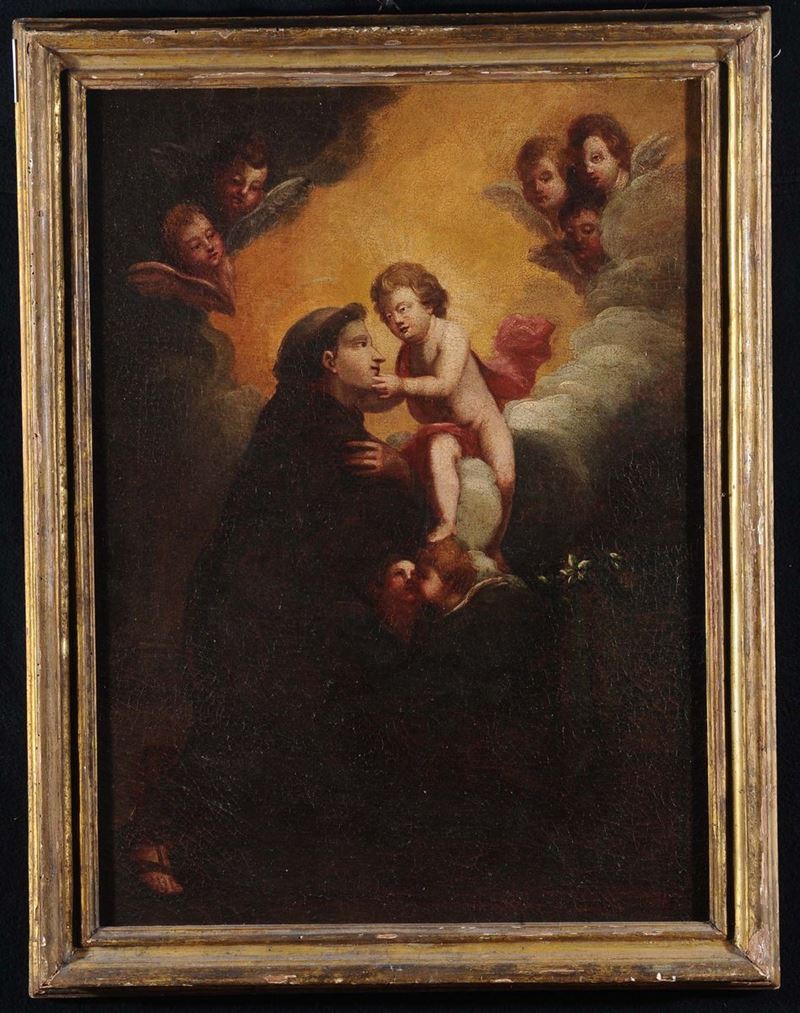 Scuola del XVIII secolo Sant'Antonio con angeli  - Asta Antiquariato e Dipinti Antichi - Cambi Casa d'Aste