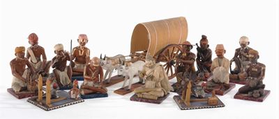 Insieme di 15 Statuine Indiane con Personaggi