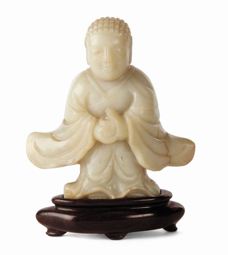 Figurina in giada bianca, Cina, Dinastia Qing, XIX secolo  - Asta Arte Orientale - Cambi Casa d'Aste