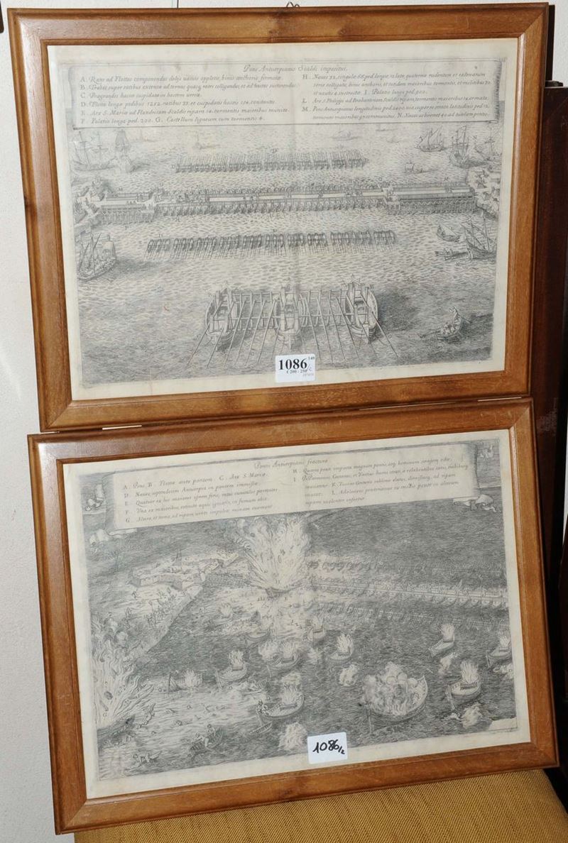 Coppia di stampe raffiguranti battaglie marinare  - Auction OnLine Auction 06-2012 - Cambi Casa d'Aste
