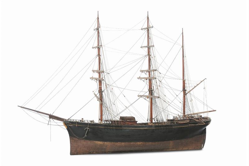 Modello di brigantino a tre alberi  - Asta Antiquariato e Dipinti Antichi - Cambi Casa d'Aste