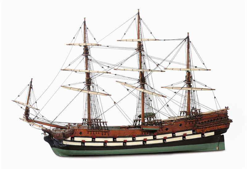 Modello di cannoniera a quattro alberi  - Asta Antiquariato e Dipinti Antichi - Cambi Casa d'Aste