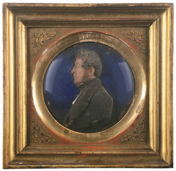 Cera policroma raffigurante profilo maschile, Italia XIX secolo