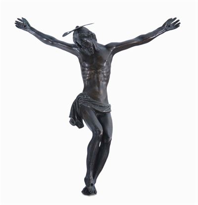 Cristo Morto in Bronzo Fuso, Cesellato e Patinato, Firenze Metà XVII Secolo