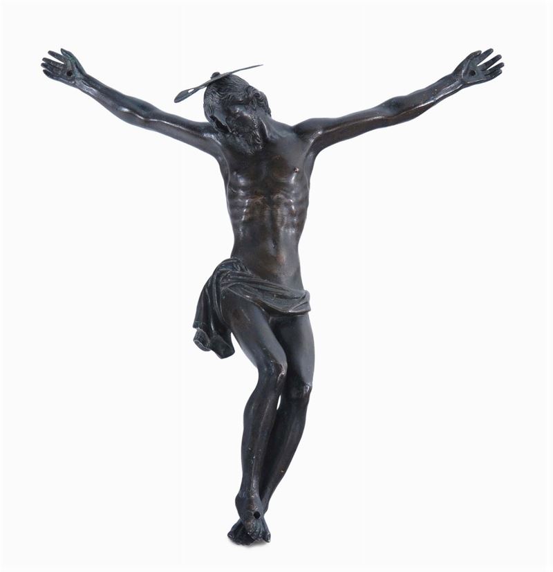 Cristo morto in bronzo fuso, cesellato e patinato, Firenze metà XVII secolo  - Asta Scultura e Oggetti d'Arte - Cambi Casa d'Aste