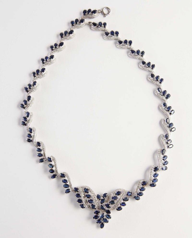 Collier con zaffiri e diamanti  - Auction Silvers, Ancient and Comtemporary Jewels - Cambi Casa d'Aste