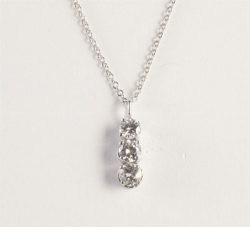 Pendente trilogy con diamanti di vecchio taglio  - Auction Silvers, Ancient and Comtemporary Jewels - Cambi Casa d'Aste
