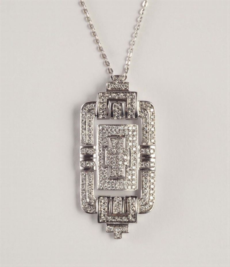 Pendente in stile Art Deco con diamanti huit-huit  - Asta Argenti e Gioielli Antichi e Contemporanei - Cambi Casa d'Aste
