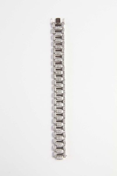 Bracciale in Oro con Diamanti Huit-huit Tipo Deco