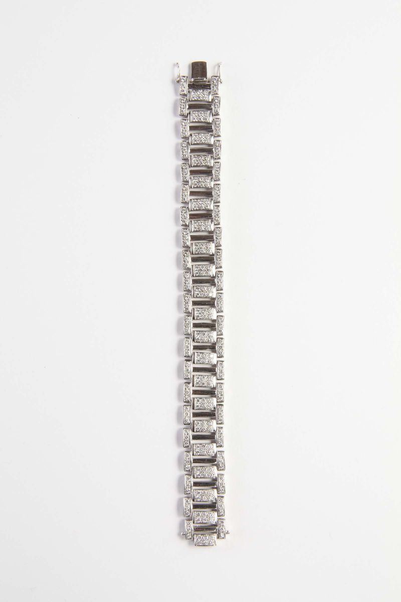 Bracciale in oro con diamanti huit-huit tipo. Anni '40  - Auction Silvers, Ancient and Contemporary Jewels - Cambi Casa d'Aste