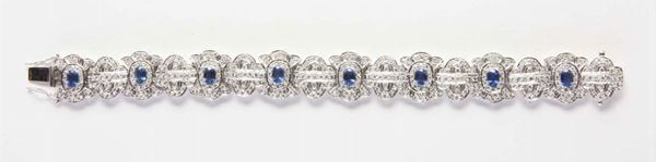 Bracciale con diamanti huit-huit e zaffiri