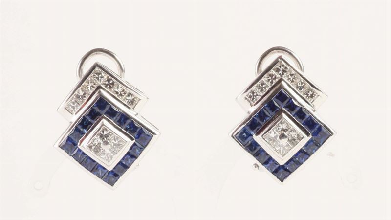 Orecchini zaffiri e diamanti  - Auction Silvers, Ancient and Comtemporary Jewels - Cambi Casa d'Aste