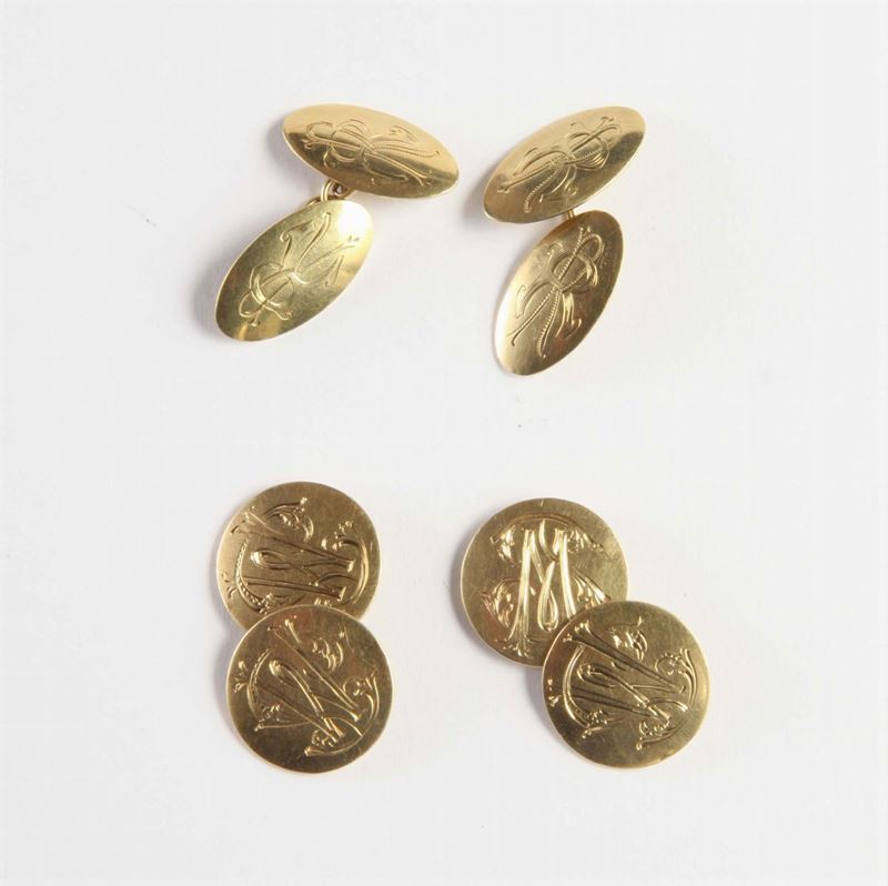 Lotto composto da due paia di bottoni da polso  - Auction Silvers, Ancient and Comtemporary Jewels - Cambi Casa d'Aste