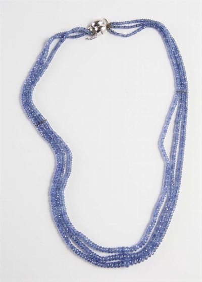 Collana a Più Fili di Zaffiri Taglio Briolette