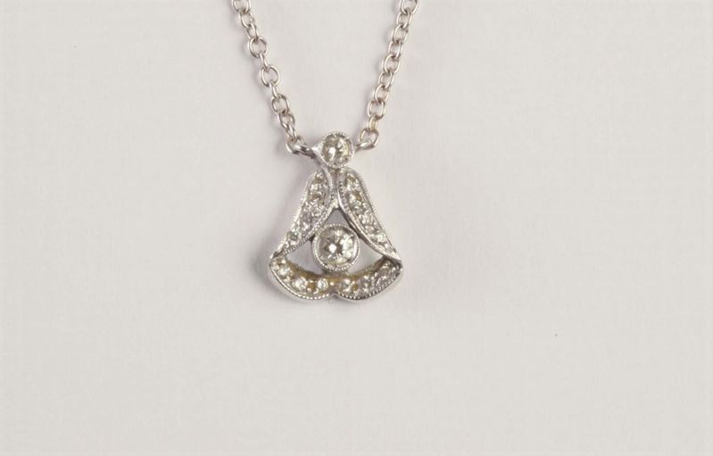 Pendente con diamanti huit-huit  - Asta Argenti e Gioielli Antichi e Contemporanei - Cambi Casa d'Aste