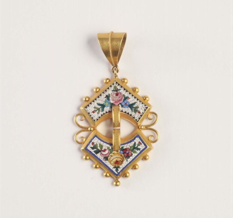 Pendente con micromosaico  - Auction Silvers, Ancient and Comtemporary Jewels - Cambi Casa d'Aste