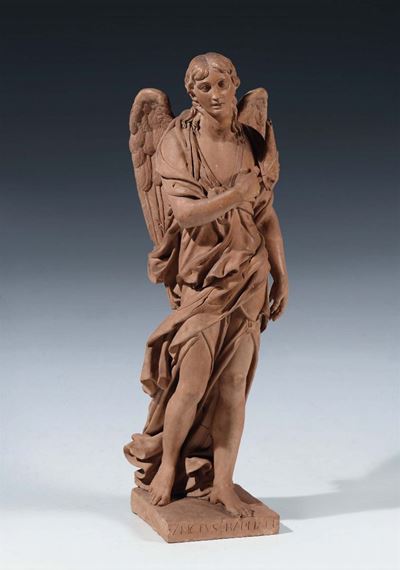 Terracotta Raffigurante Arcangelo Raffaele, Plasticatore Italiano del XVII Secolo