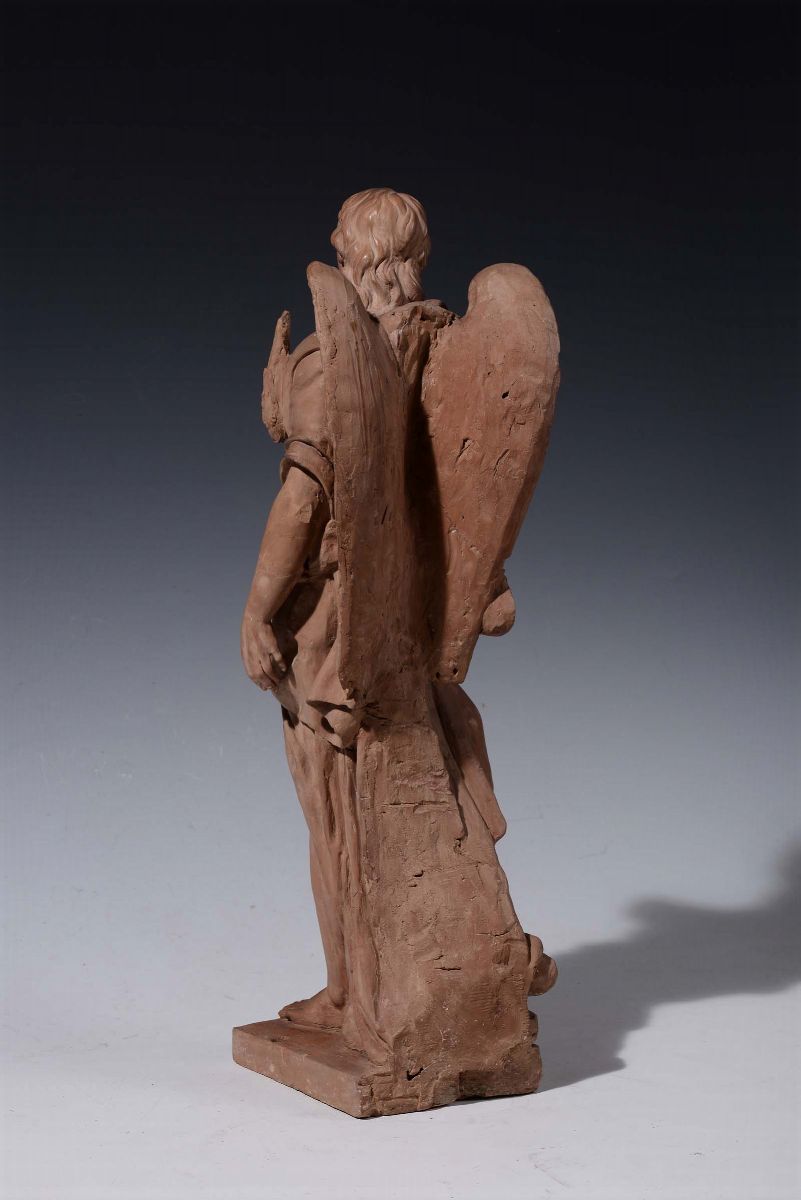 Terracotta Raffigurante Arcangelo Raffaele, Plasticatore Italiano del XVII Secolo