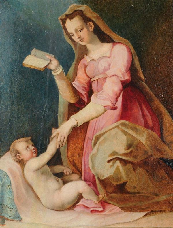 Scuola del XVI secolo Madonna del libro con Bambino