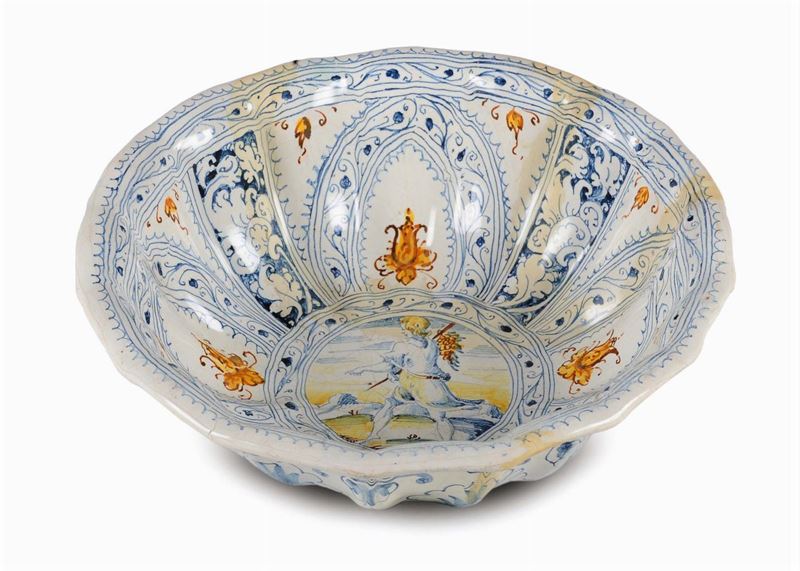 Bacile scanalato in maiolica, Faenza XVII secolo  - Auction Antique and Old Masters - Cambi Casa d'Aste