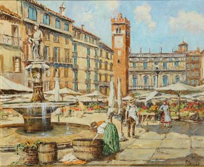 Alvaro Mairani (1913)piazza delle Erbe a Verona, 1980