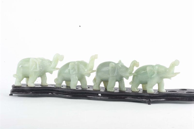 Quattro elefanti in giada  - Auction Antique and Old Masters - Cambi Casa d'Aste
