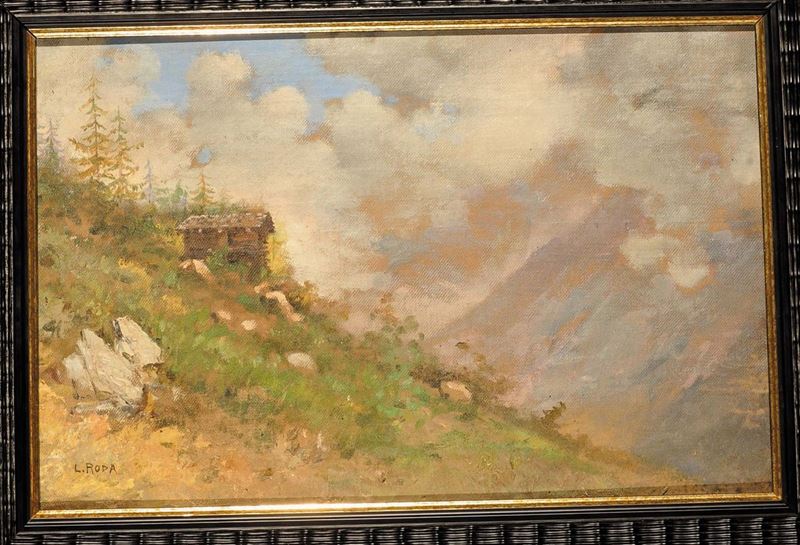 Leonardo Roda (1868-1933) Baita in alta montagna  - Asta Dipinti del XIX e XX secolo - Cambi Casa d'Aste