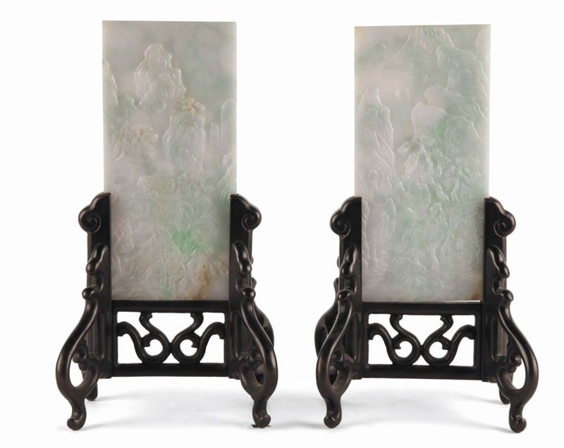 Pair of white and apple-green jadeite plates, China, 19th century  - Auction Antique and Old Masters - II - Cambi Casa d'Aste