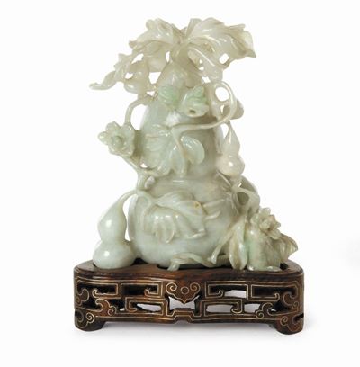 Vasetto in Giadeite a Guisa di Zucca, Cina XX Secolo
