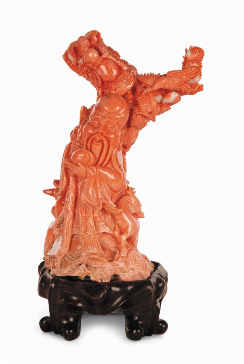 Coral with dignitary, China, Qing Dynasty, 19th century  - Auction Oriental Art - Cambi Casa d'Aste