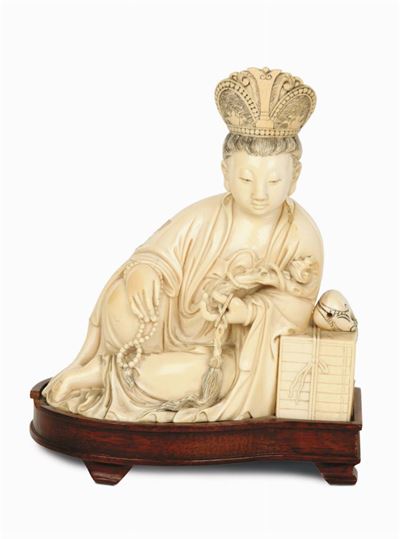 Guanyin in Avorio Sdraiata. Cina, Dinastia Qing, XIX Secolo