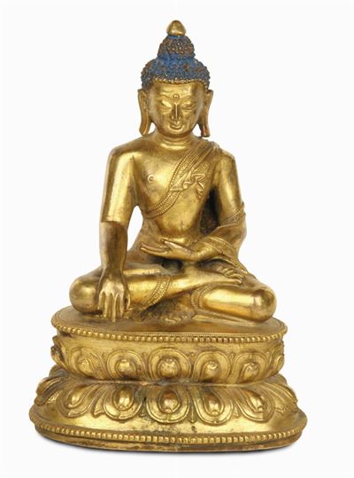 Bronzo Dorato Raffigurante Divinità Tibetana. Cina, Dinastia Qing, XVIII Secolo