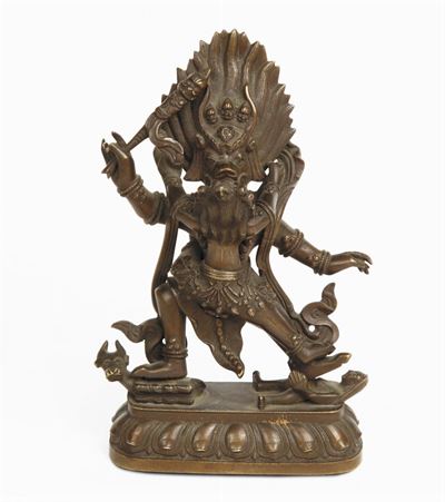 Figura in Bronzo Brunito. Cina, Dinastia Qing, XIX Secolo