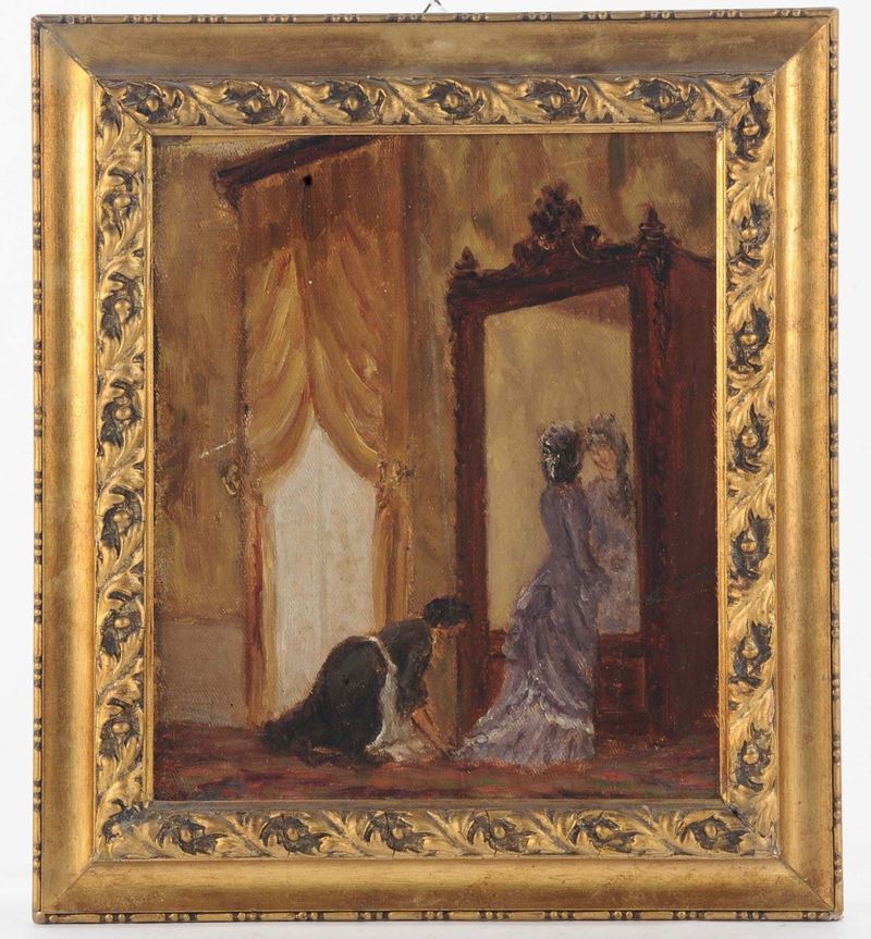 Antonio Varni (1841-1908) Donna allo specchio  - Asta Dipinti del XIX e XX secolo - Cambi Casa d'Aste