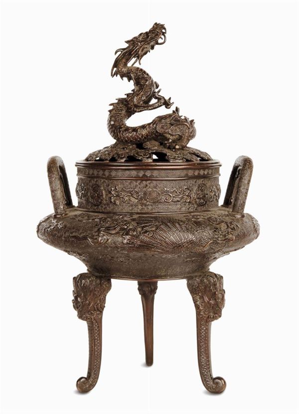 Burnished bronze incense burner, Japan, 19th century