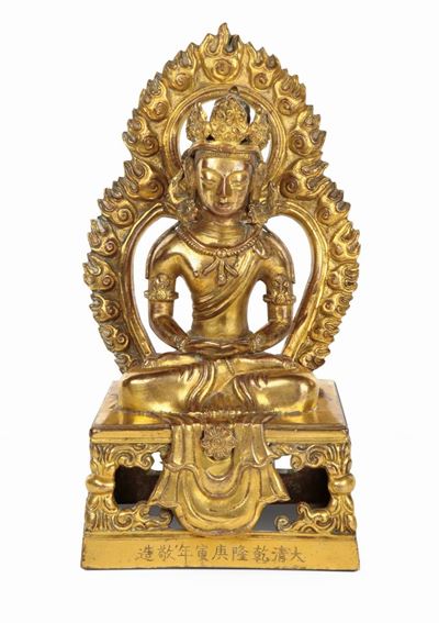 Bronzo Dorato Raffigurante Amitayus, Cina, Dinastia Qing, XVIII Secolo