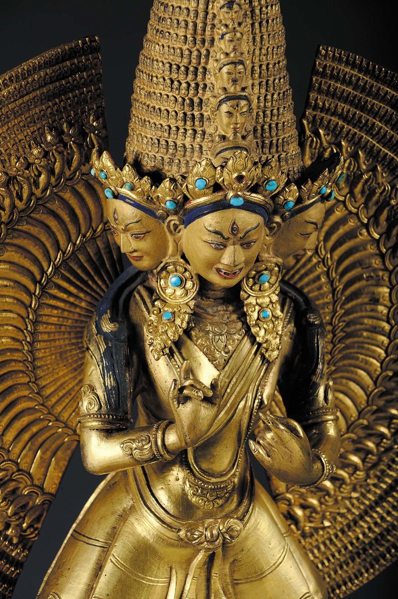 Grande e Importante Figura in Bronzo Dorato Raffigurante Sitatapatra, Tibet Fine XVII Secolo