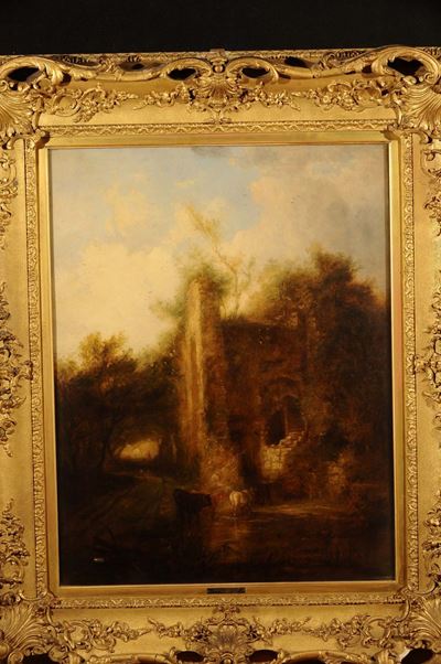 Anonimo del XIX Secolomucche al Pascolo tra le Rovine