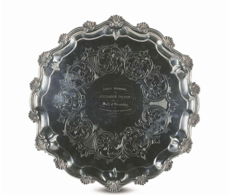Salver in argento, Londra 1855  - Asta Argenti e Gioielli Antichi e Contemporanei - Cambi Casa d'Aste